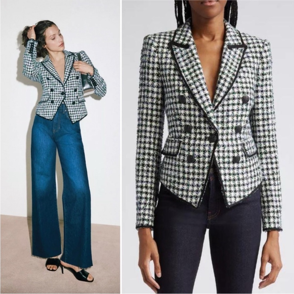 Veronica Beard Diego Double Breasted Dickey Blazer Blue/Pinegrove Multi Tweed